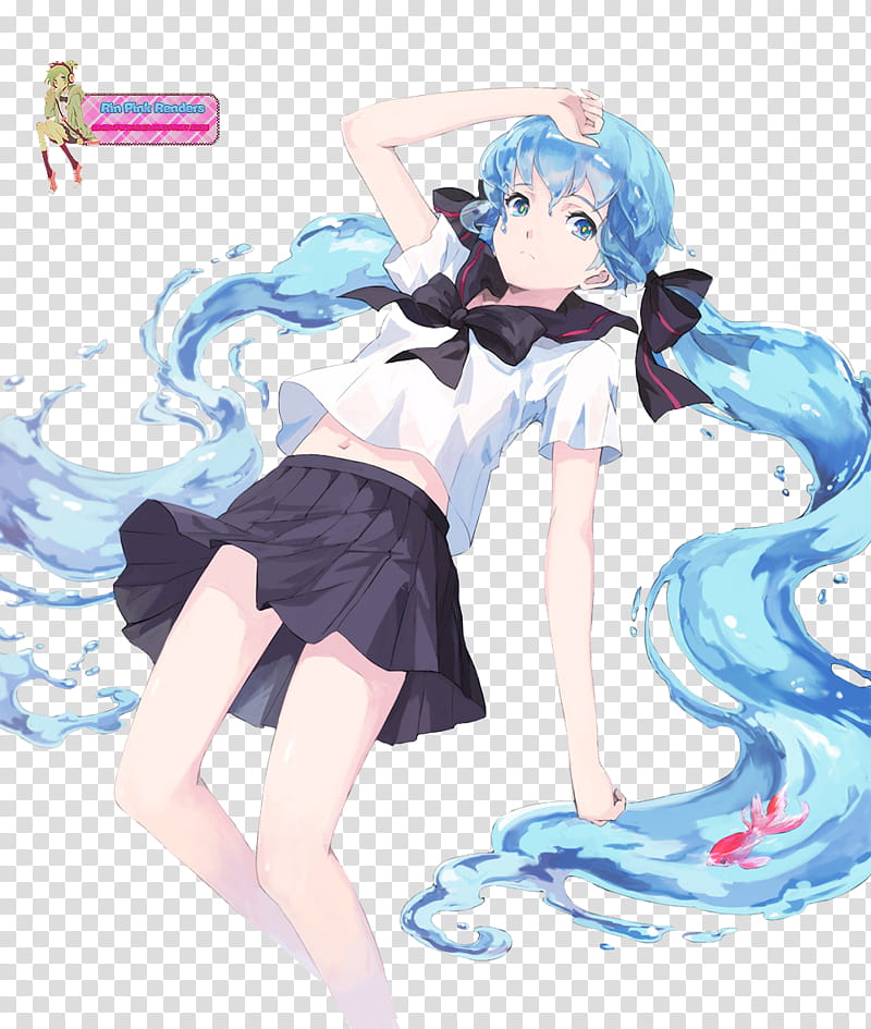 Renders VOCALOID, lying long-blue-haired female character wearing uniform illustration transparent background PNG clipart