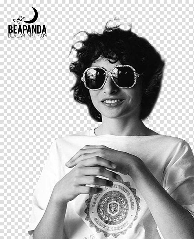 Finn Wolfhard, grayscale of woman wearing crew-neck t-shirt transparent background PNG clipart