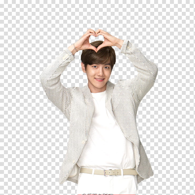 EXO, man doing hand heart sign transparent background PNG clipart