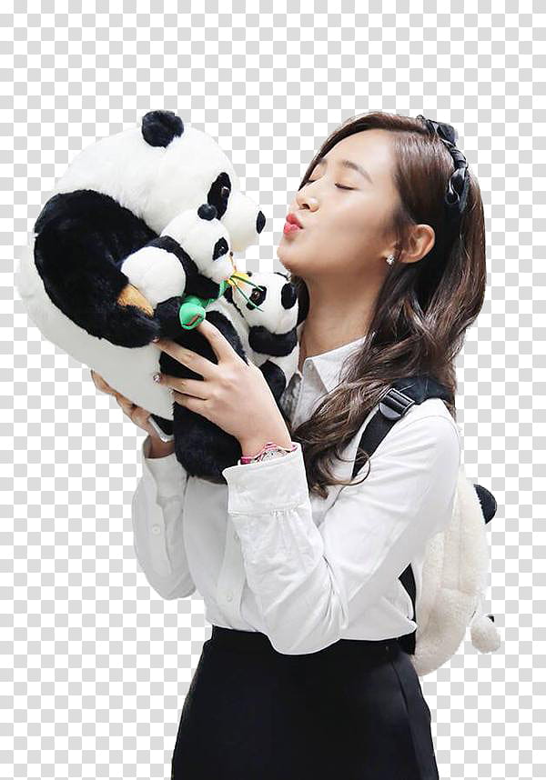 DEU GIA YOONA JESSICA YURI, woman kissing the panda plush toy transparent background PNG clipart