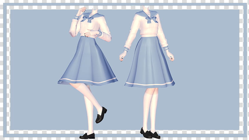 [MMD] School, two female uniforms transparent background PNG clipart