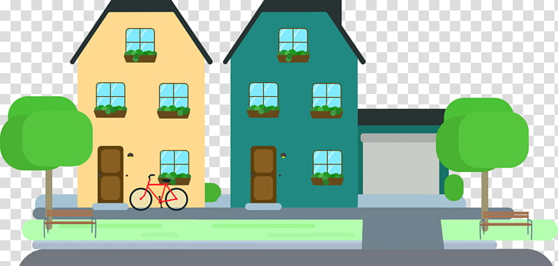 Green Grass, Neighbourhood, House, Cartoon, Drawing, Subdivision, Building, Neighborhood Watch transparent background PNG clipart