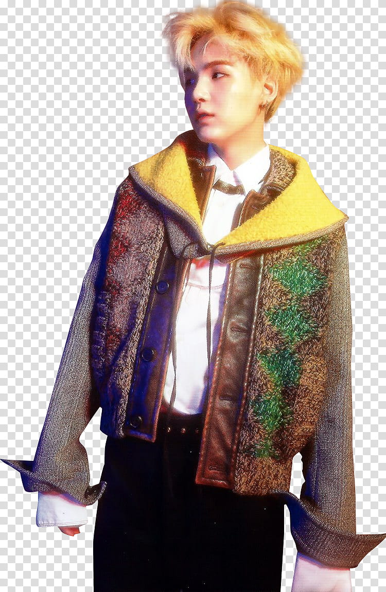 Min Yoongi, man in multicolored jacket transparent background PNG clipart
