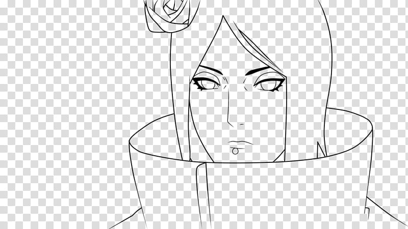 Konan from Naruto Shippuuden ~ Lineart ~ transparent background PNG clipart