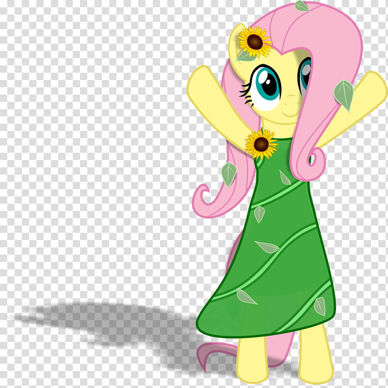 Fluttershy Sunflower Dress, yellow and pink My Little Pony character transparent background PNG clipart