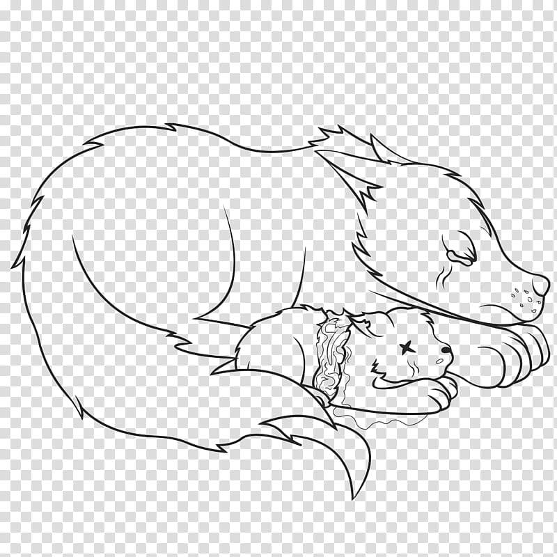 Switch around collab Fenrir Lines, dog and puppy lying on floor drawing transparent background PNG clipart