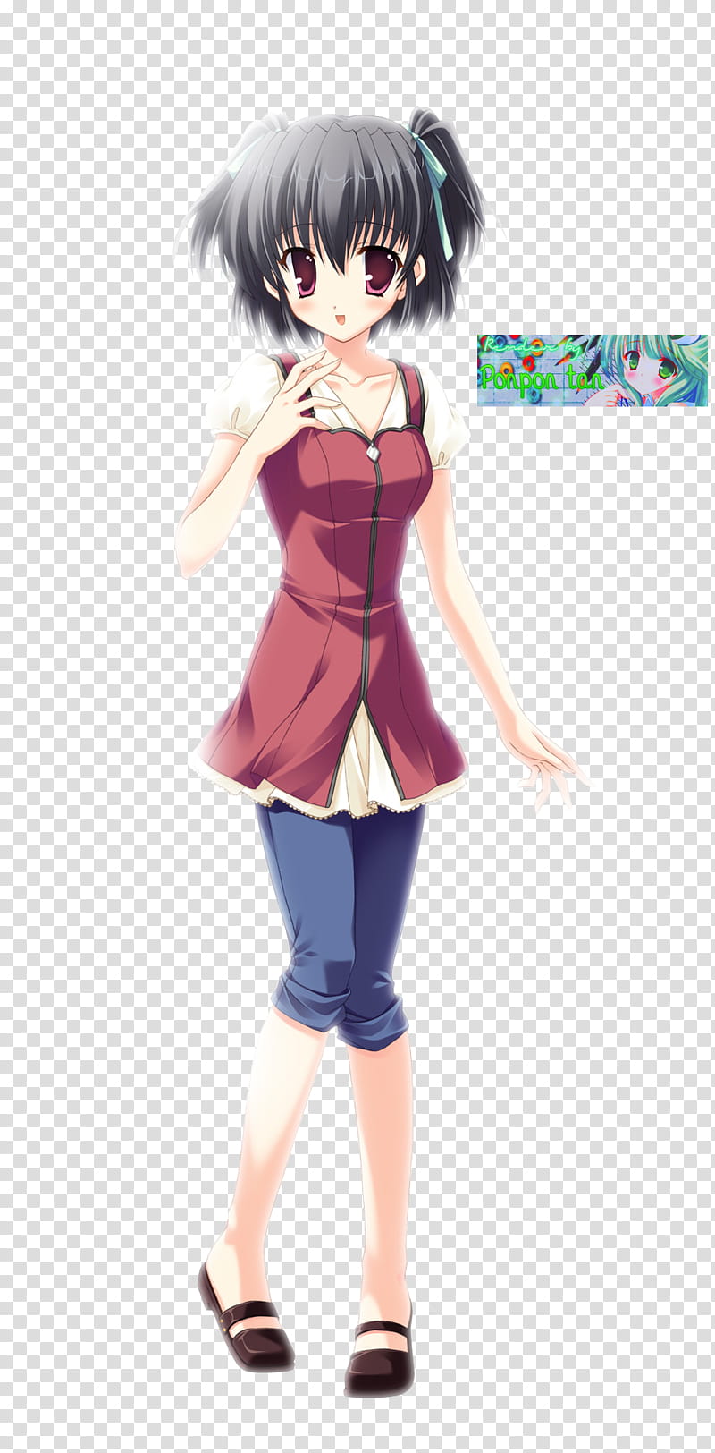 girl in brown and blue outfit anime character transparent background PNG clipart