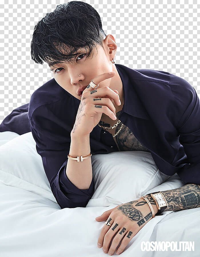 Jay Park, man lying on bed covered his mouth with fingers transparent background PNG clipart
