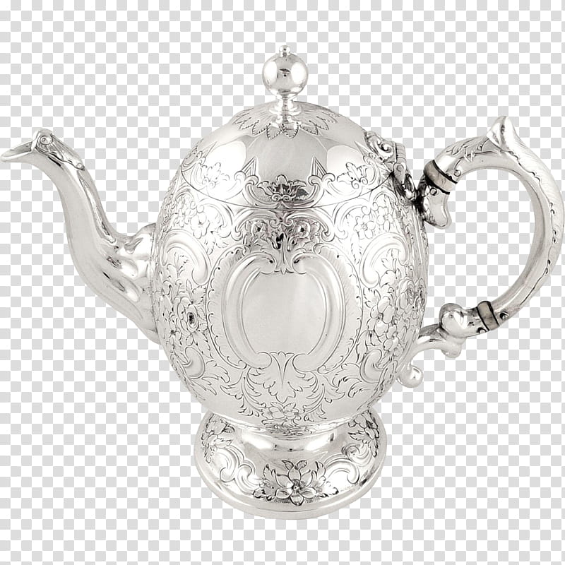 Silver, Teapot, Antique, Tea Set, Sterling Silver, Tableware, Coffee Pot, Sugar Bowl transparent background PNG clipart