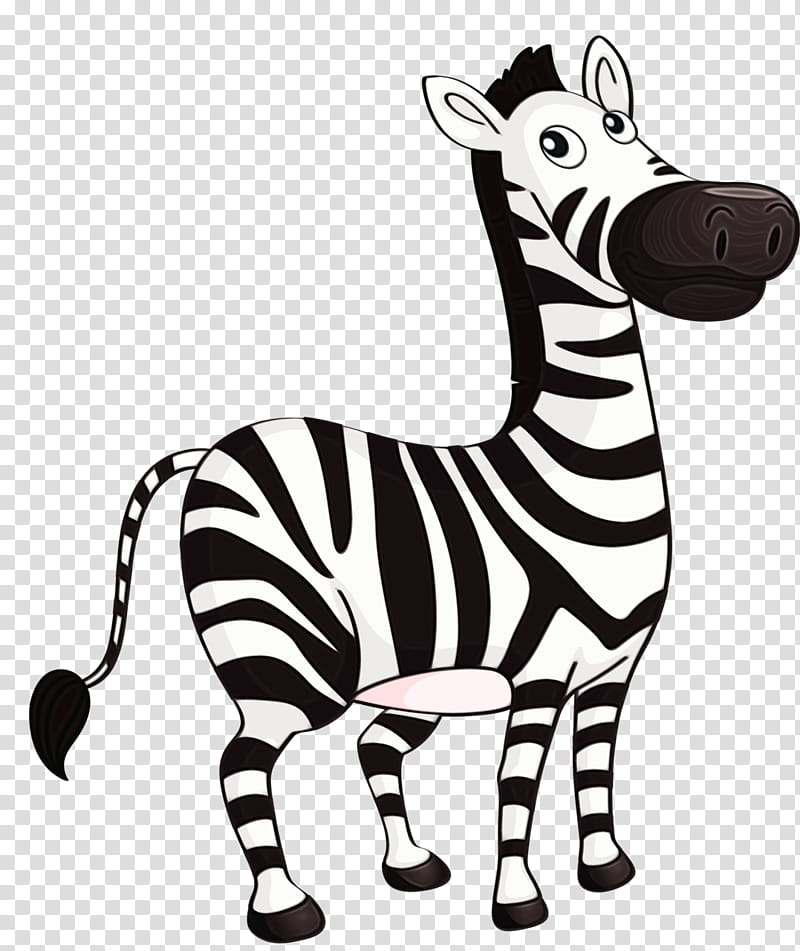 zebra animal figure cartoon wildlife snout, Watercolor, Paint, Wet Ink transparent background PNG clipart