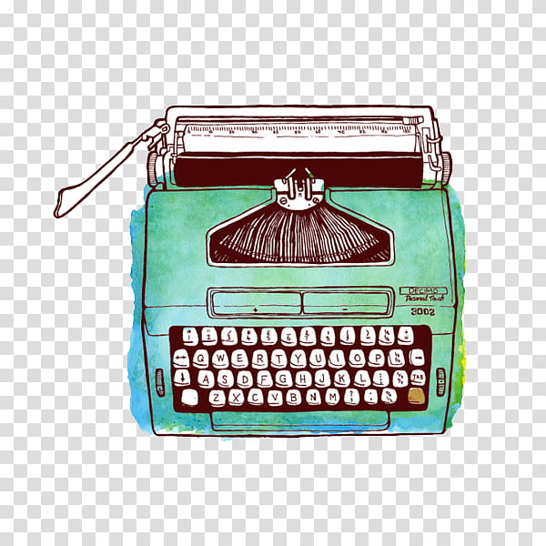 Typewriters, green and white typewriter illustration transparent background PNG clipart