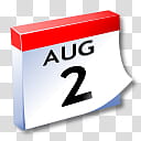 WinXP ICal, red and white August  calendar illustration transparent background PNG clipart