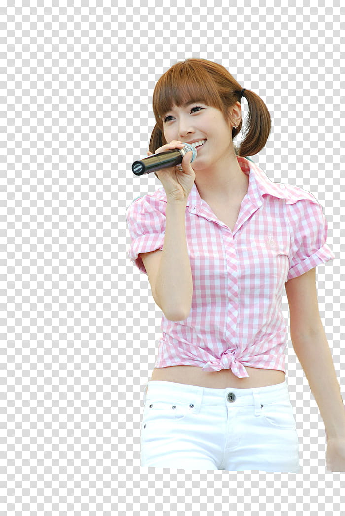 SNSD GEE LIVE  RENDER, woman singing holding microphone transparent background PNG clipart