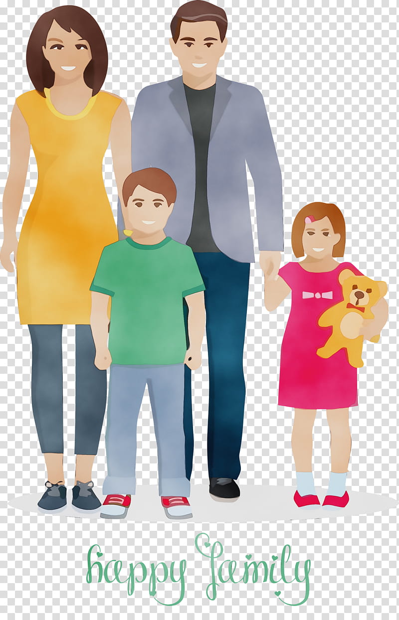 people cartoon child fun family, Family Day, Happy Family Day, Watercolor, Paint, Wet Ink, Gesture transparent background PNG clipart