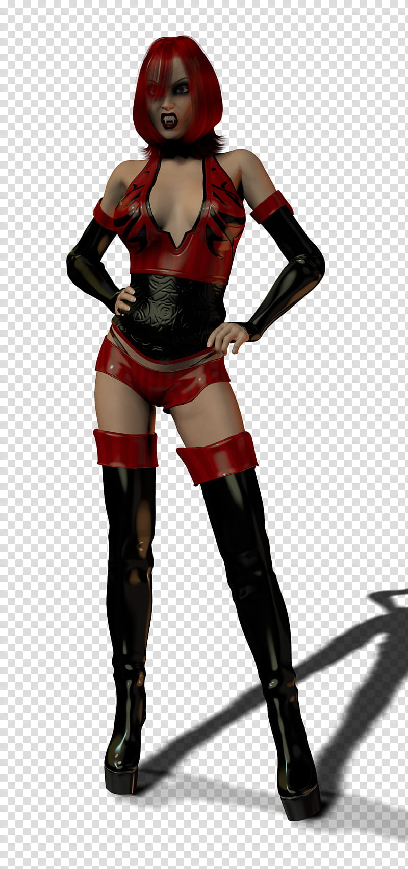 Vampire Girl, female character wearing red and black costume transparent background PNG clipart