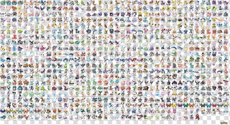 Ken Sugimori Pokemon, Pokemon character chart illustration transparent background PNG clipart