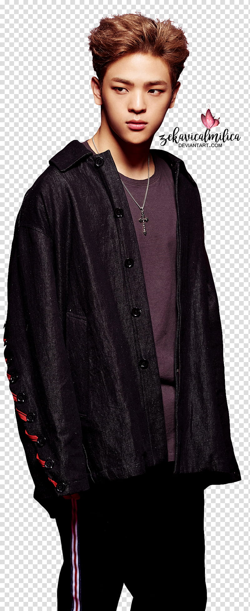 Stray Kids, standing man wearing black jacket transparent background PNG clipart