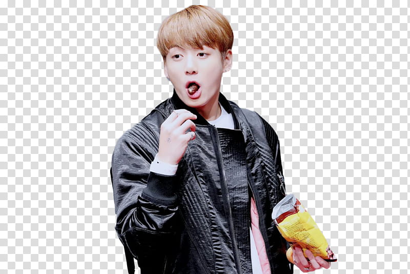 Jungkook BTS, man eating chips transparent background PNG clipart