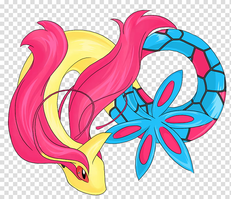 Pokemon, Milotic, yellow, blue, and pink monster illustration transparent background PNG clipart