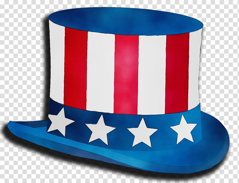 Uncle Sam Hat, Watercolor, Paint, Wet Ink, Independence Day, United States, Top Hat, Costume Hat transparent background PNG clipart