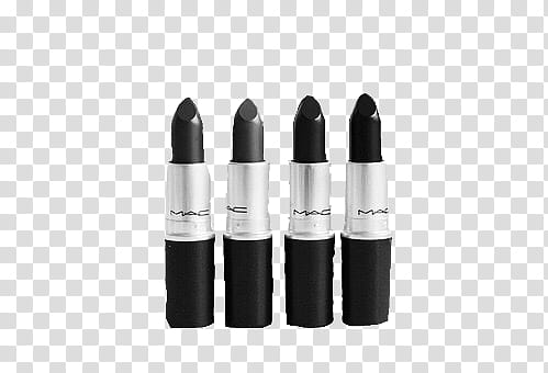 BLACK RESOURCESFORBITCHES, four black Mac lipsticks transparent background PNG clipart