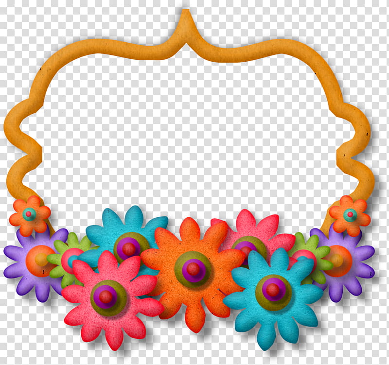 Puffy Flower Frame, assorted-color flower frame template transparent background PNG clipart