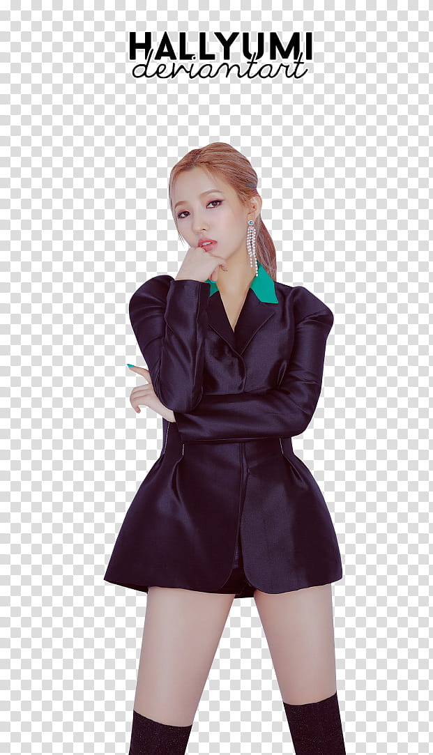 G I DLE, woman in black blazer transparent background PNG clipart
