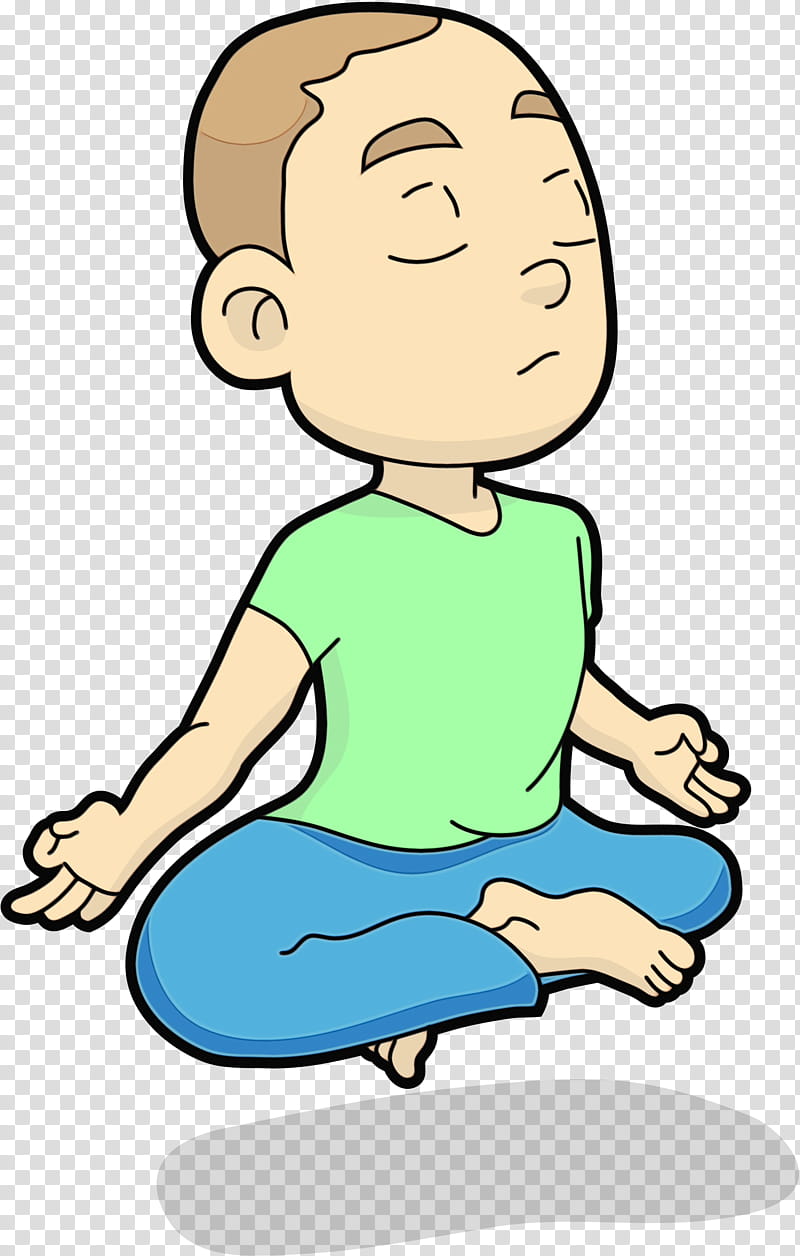 Watercolor, Paint, Wet Ink, Cartoon, Meditation, Thumb, Boy, Sitting transparent background PNG clipart