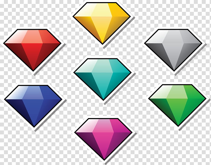 Chaos Emeralds Paper Style, assorted-color diamonds transparent background PNG clipart