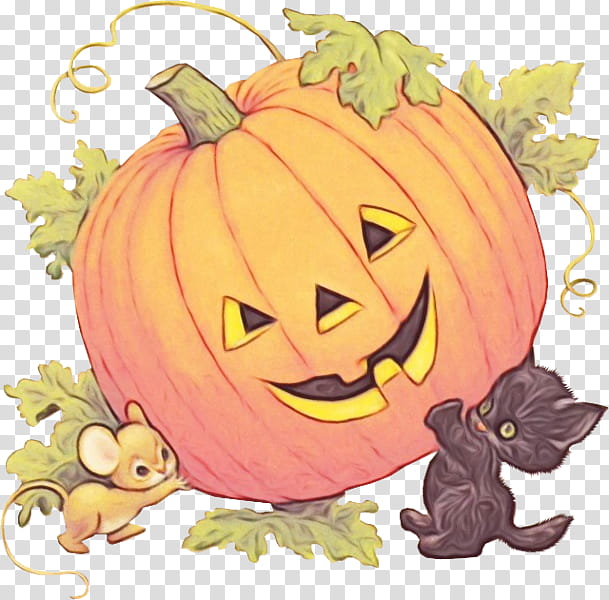 Pumpkin Halloween, Watercolor, Paint, Wet Ink, Halloween , Witch, Drawing, Greeting Note Cards transparent background PNG clipart