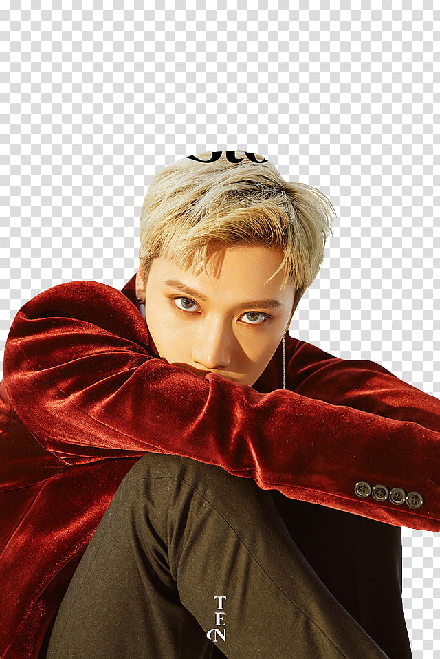 NCT U TAEYONG Y TEN BA, man wearing red velvet suit jacket transparent background PNG clipart