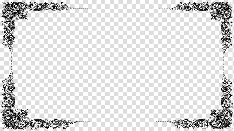 Victorian frame, black and white floral frame transparent background PNG clipart