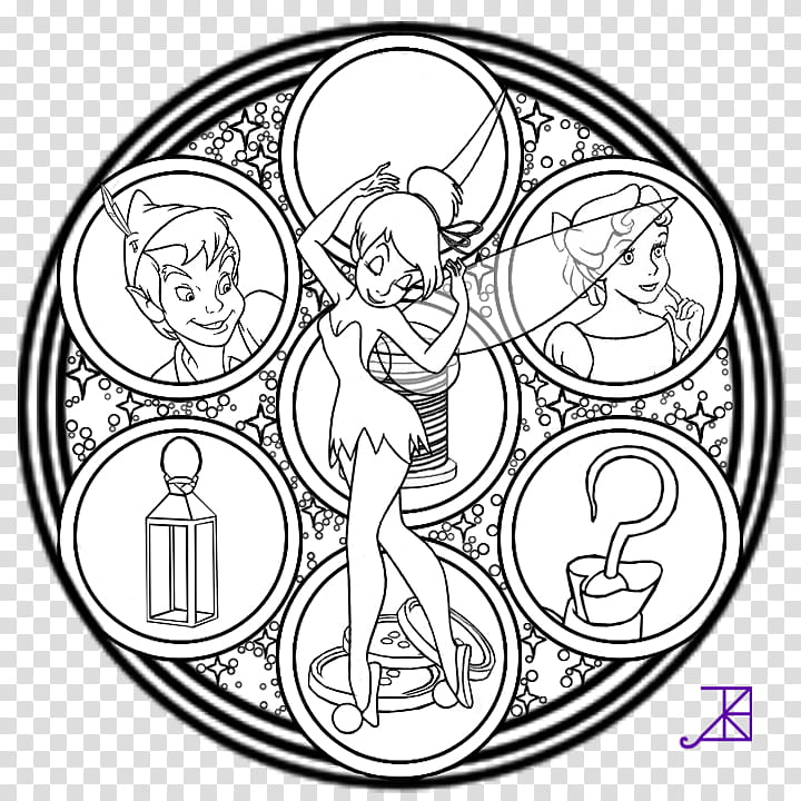Tinkerbell Stained Glass line art transparent background PNG clipart