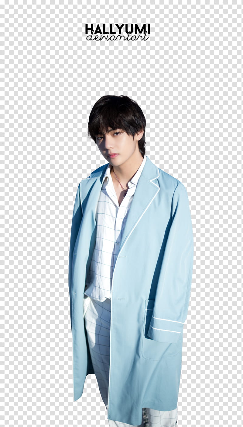 Taehyung BTS TH ANNIVERSARY, men's blue coat transparent background PNG clipart