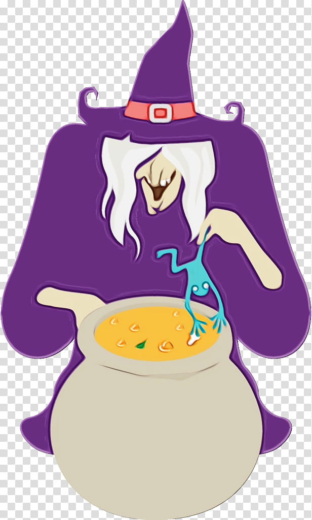 cauldron purple cartoon cookware and bakeware hat, Watercolor, Paint, Wet Ink transparent background PNG clipart