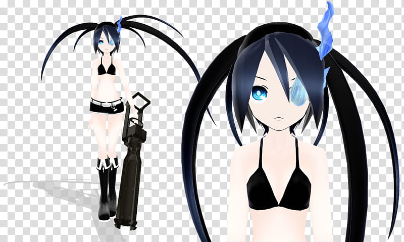 MMD Black Rock Shooter WIP transparent background PNG clipart