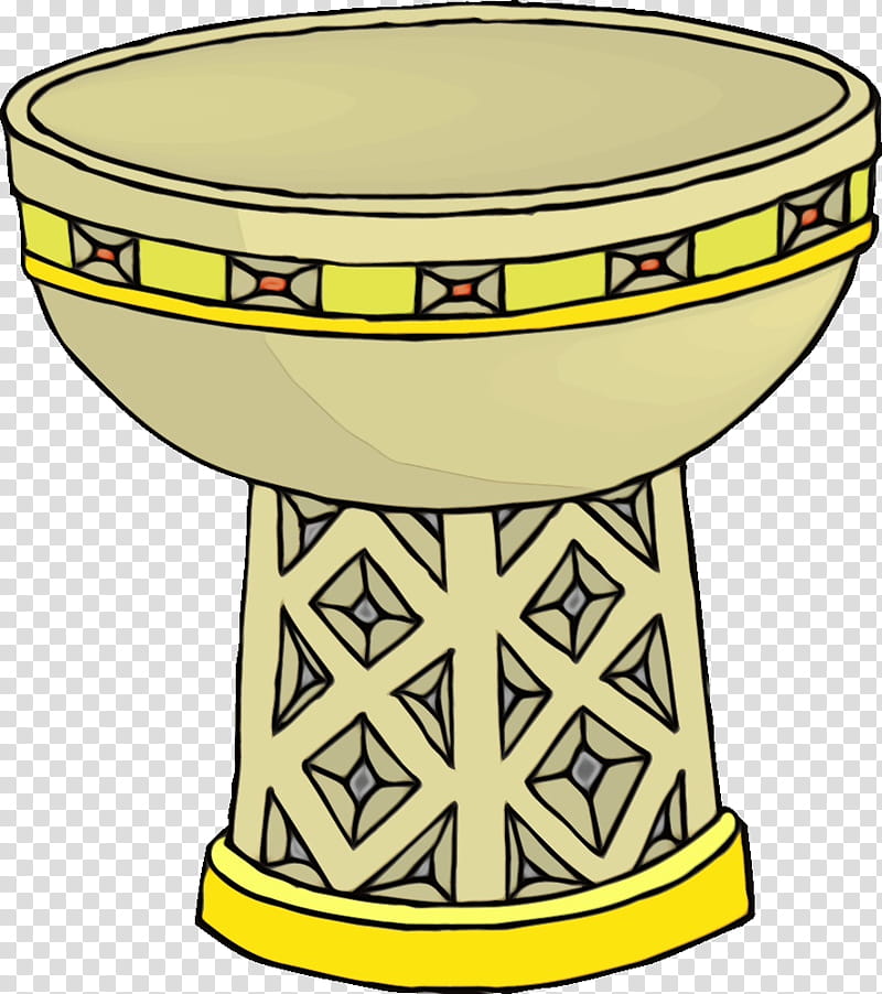 drum yellow percussion hand drum membranophone, Watercolor, Paint, Wet Ink, Goblet Drum, Table, Musical Instrument transparent background PNG clipart