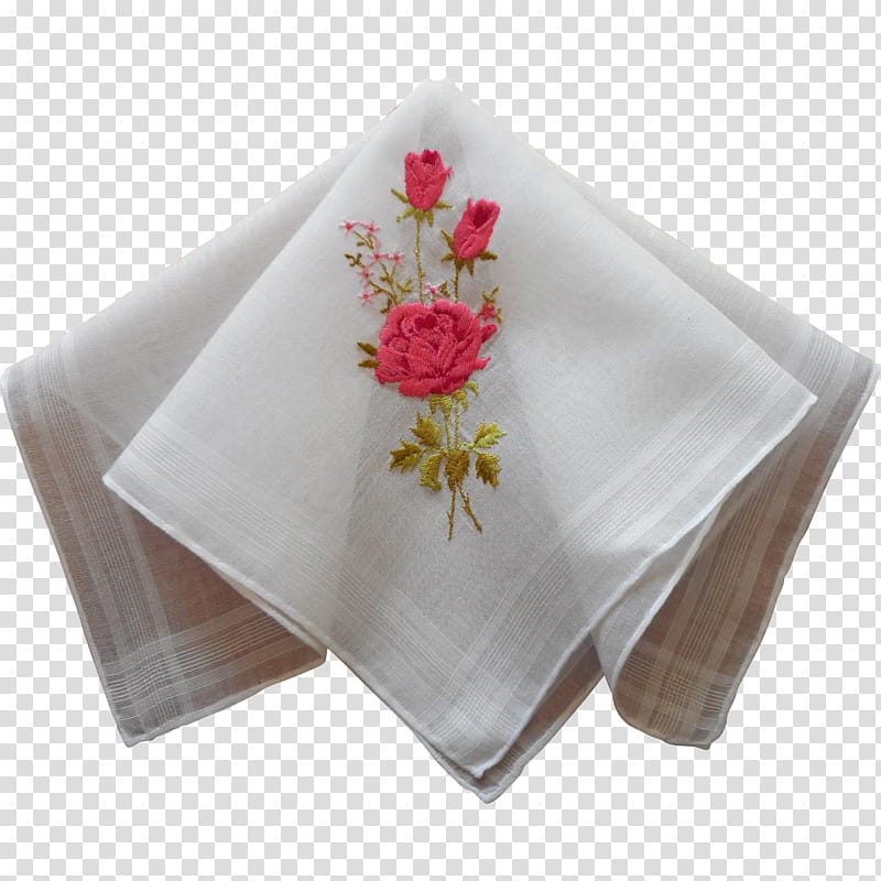Pink Flower, Cloth Napkins, Handkerchief, Linen, Embroidery, Textile, Bed Sheets, Cotton transparent background PNG clipart