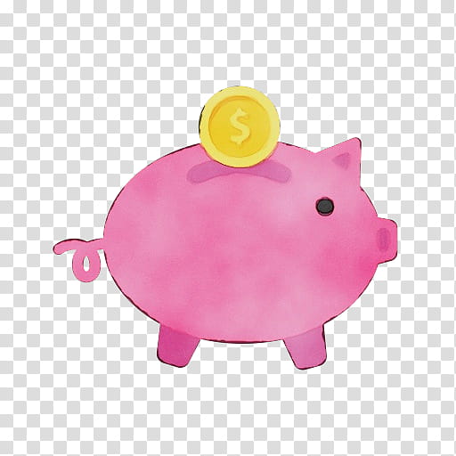 Piggy bank, Watercolor, Paint, Wet Ink, Pink, Saving, Money Handling, Domestic Pig transparent background PNG clipart