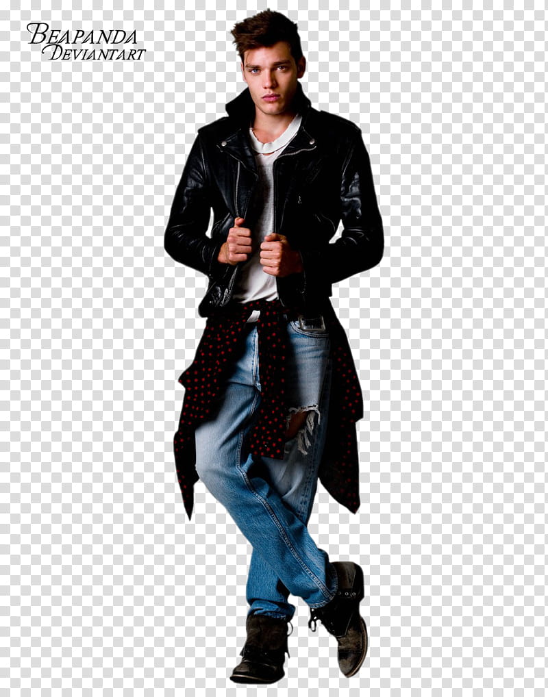 Dominic Sherwood, Bea Panda Devianart man wearing leather coat transparent background PNG clipart