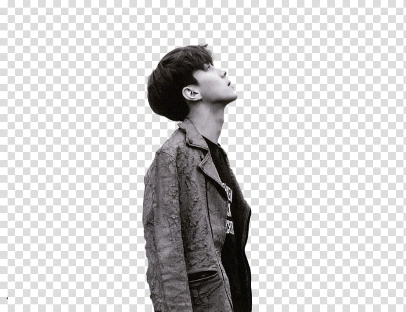 Sehun EXODUS Concept, man wearing gray coat looking up transparent background PNG clipart