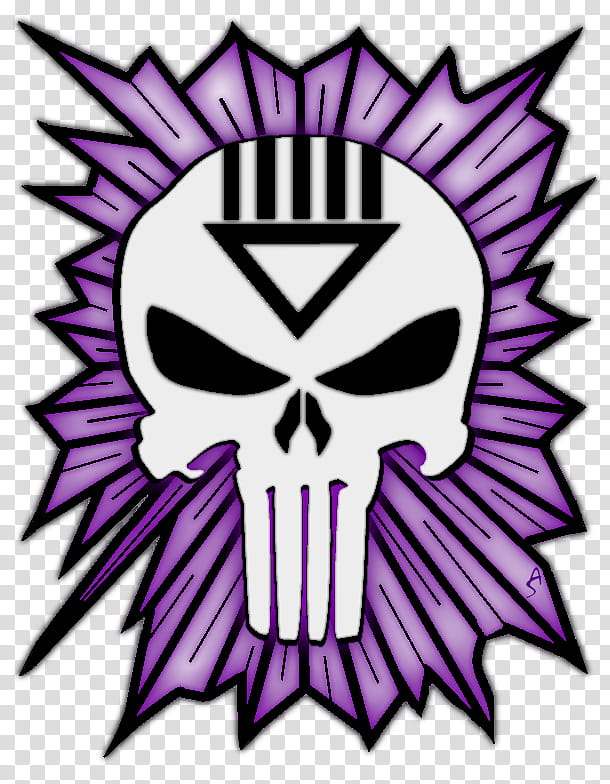 Black Lantern Punisher, white and purple skull transparent background PNG clipart