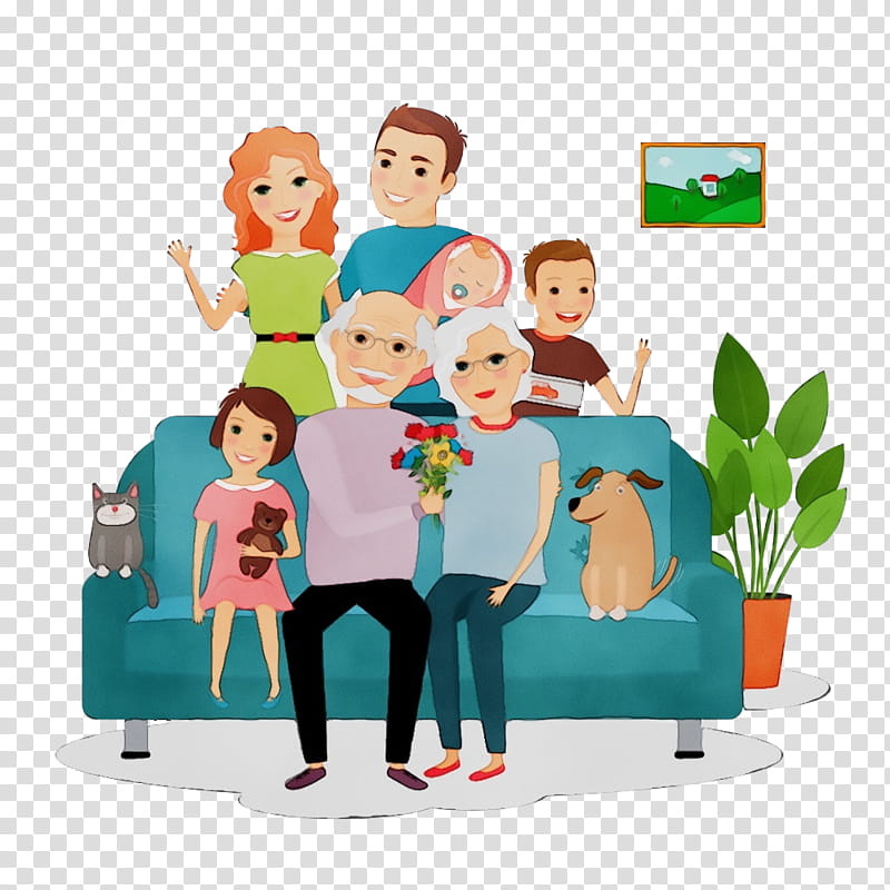 cartoon sharing room child furniture, Family Day, Happy, Mother, Father, Watercolor, Paint, Wet Ink transparent background PNG clipart