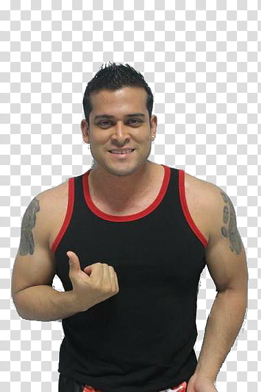 equipo rojo, man wearing black and red tank top transparent background PNG clipart