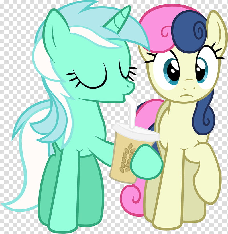 Lyra drinking with Bon bon, My Little Pony character transparent background PNG clipart
