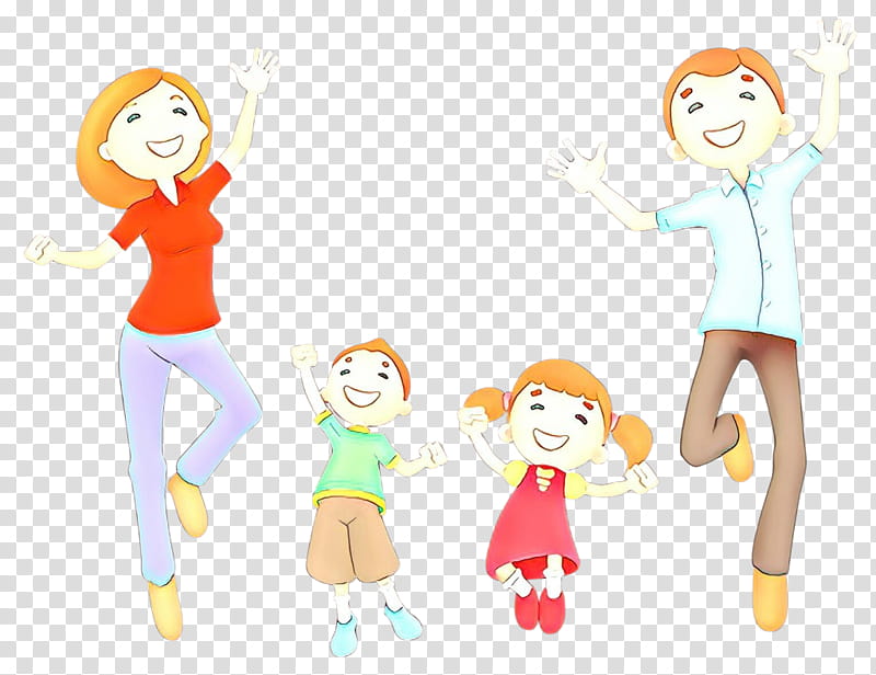 Happy Family, Father, Mother, Son, Daughter, Child, Cartoon, People transparent background PNG clipart