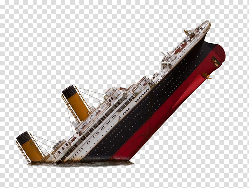 Titanic, red, black, and white boat transparent background PNG clipart