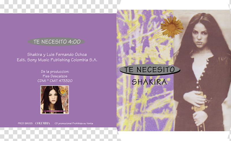 Shakira Te Necesito Mexican CD promo transparent background PNG clipart