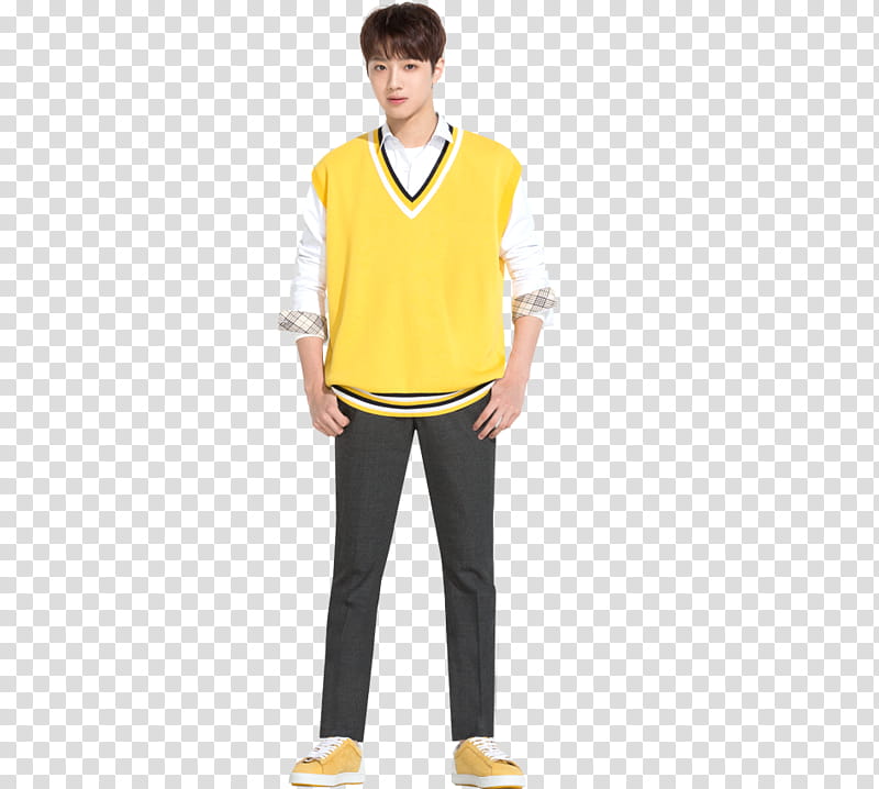 WANNA ONE X Ivy Club P, man standing holding pants transparent background PNG clipart