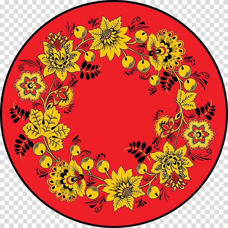 Flowers, Khokhloma, Painting, Drawing, Yellow, Cut Flowers, Flora, Circle transparent background PNG clipart